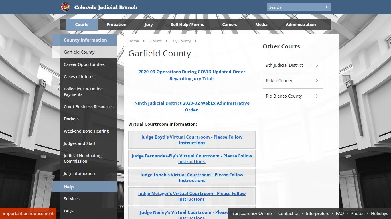 Colorado Judicial Branch - Garfield County - Homepage