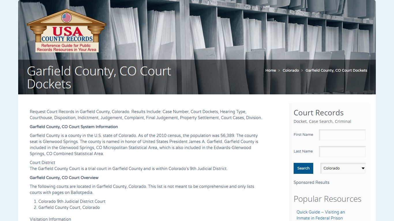 Garfield County, CO Court Dockets | Name Search